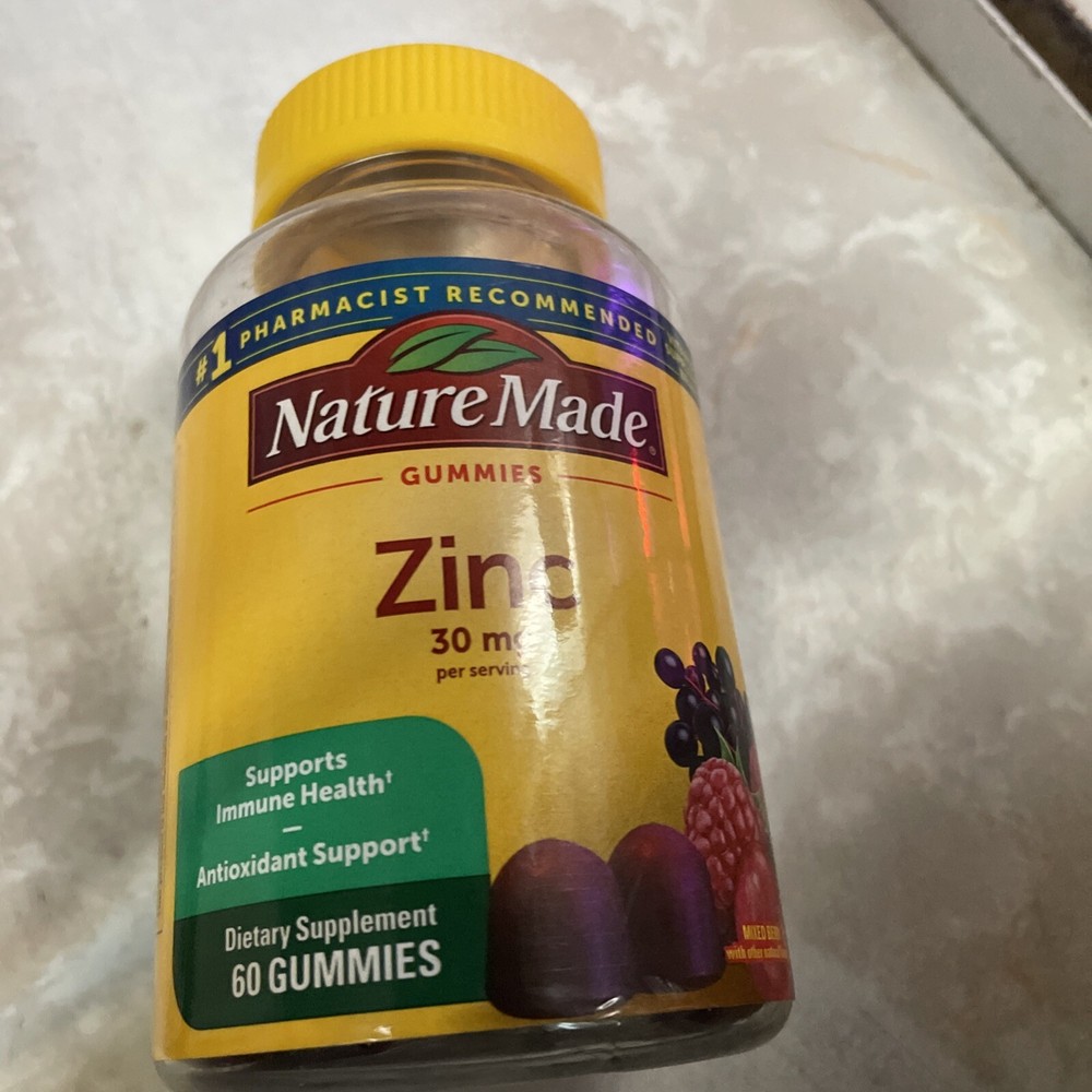 New Nature Made Zinc Gummies - Mixed Berry 30 mg 60 Gummies Exp 05/26+