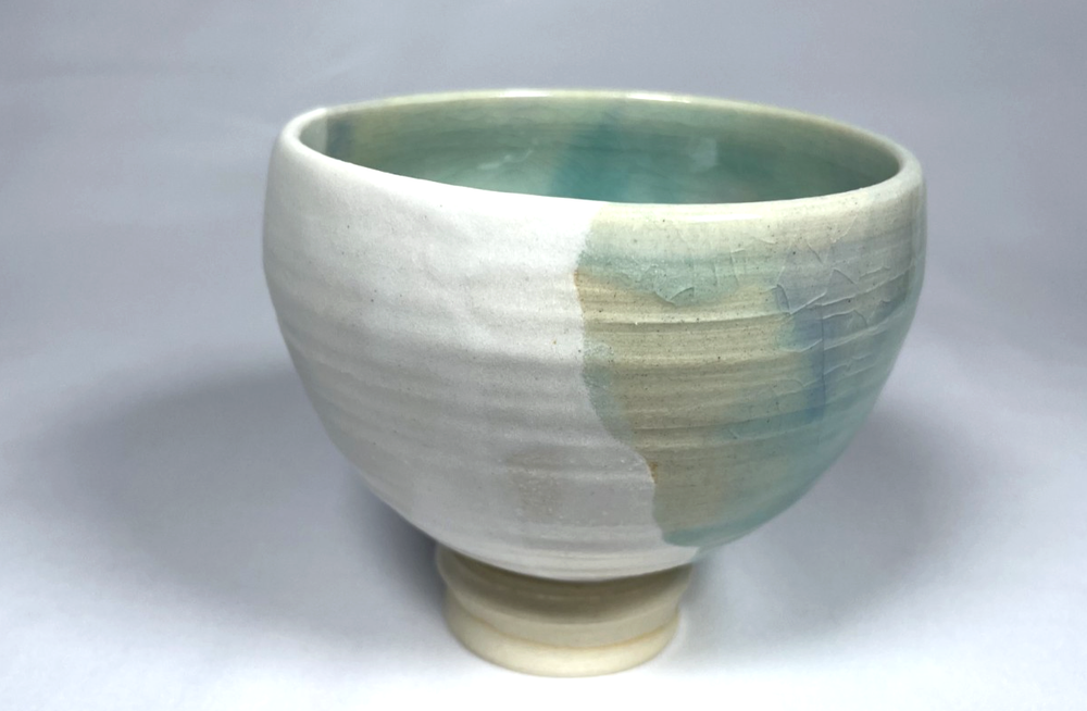 Globe Blue Ceramic Sculpture Pottery Art by Yoshifumi Hatakeyama Japanese Artist #0004