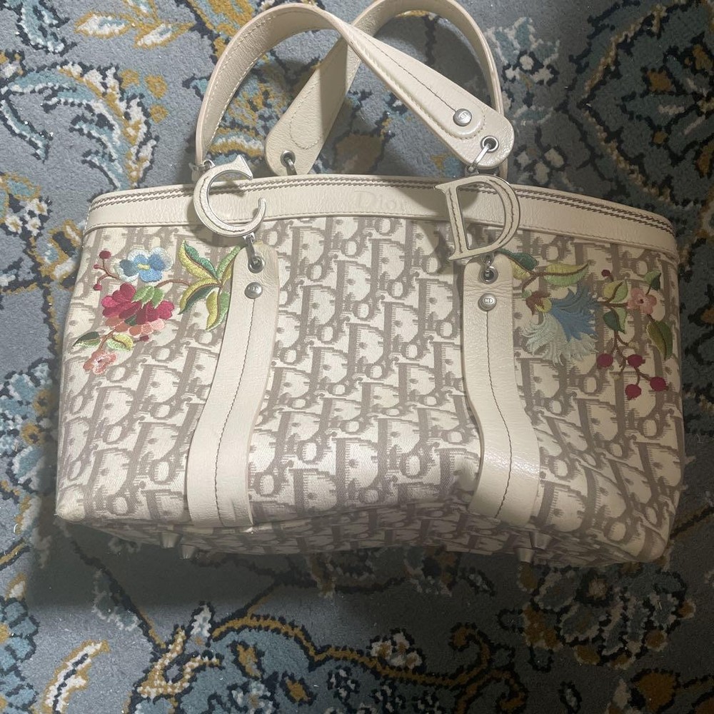Dior Trotter Mini Tote Floral Embroidered Vintage Crossbody Bag