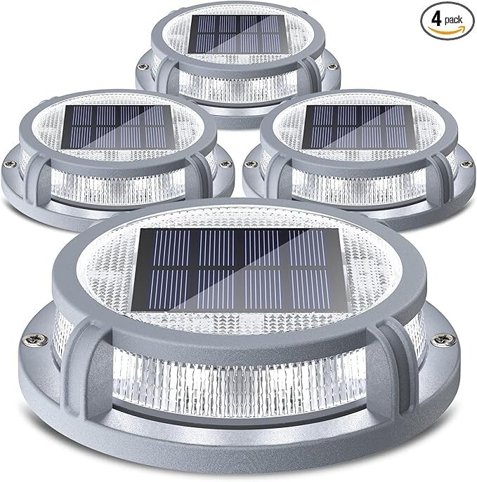 Siedinlar Solar Deck Lights Outdoor 2 Modes 16 Leds Driveway Markers Dock Light