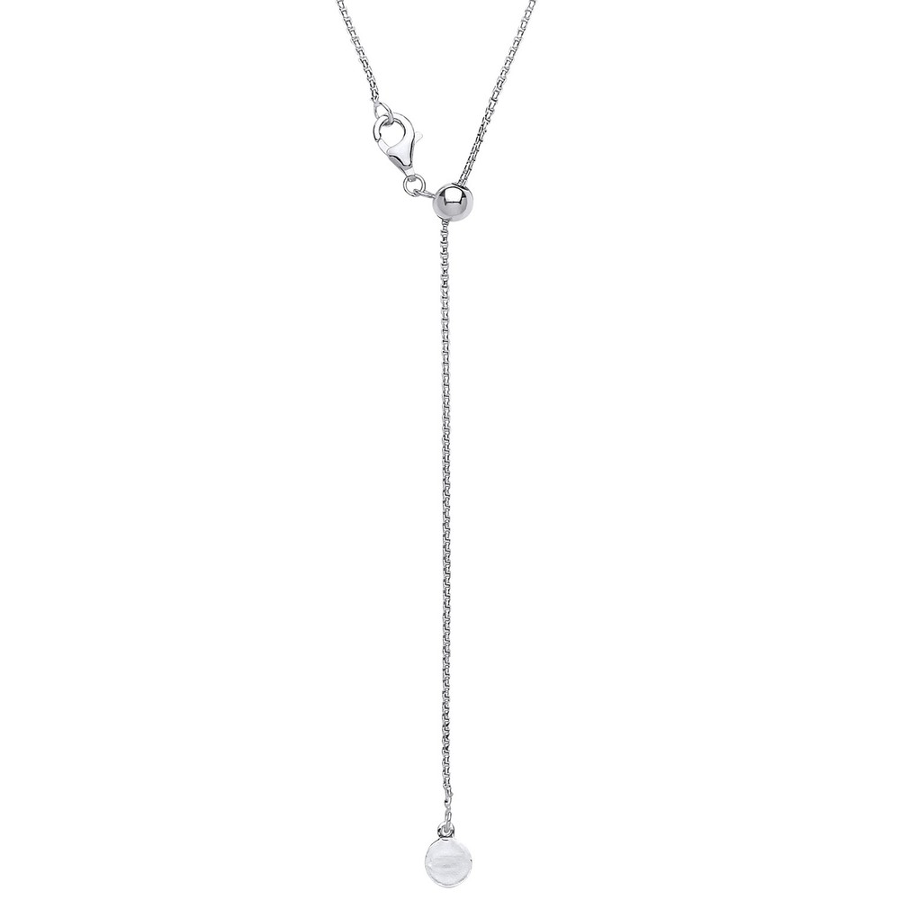 Silver Jewelco London Adjustable Toggle Lariat Pendant Chain Necklace 1mm 22inch
