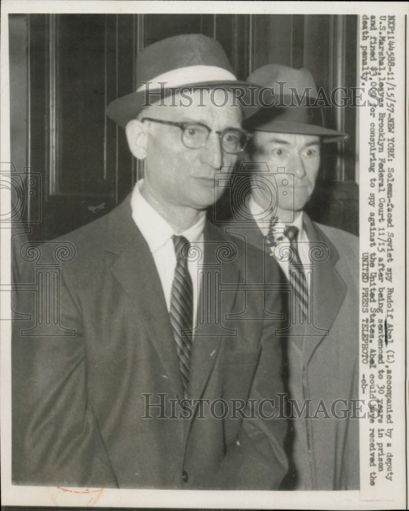 1957 Press Photo Soviet spy Rudolf Abel sentenced to 30 years in prison, N.Y.