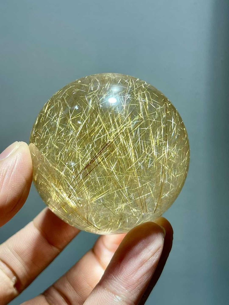 56mm Natural Rutilated crystal sphere quartz polished ball Reiki energy
