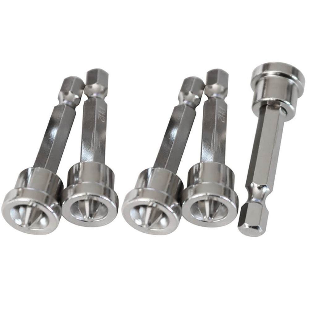 5Pcs Magnetic PH2 Drywall Screwdriver Bits Set with Positioning Guide