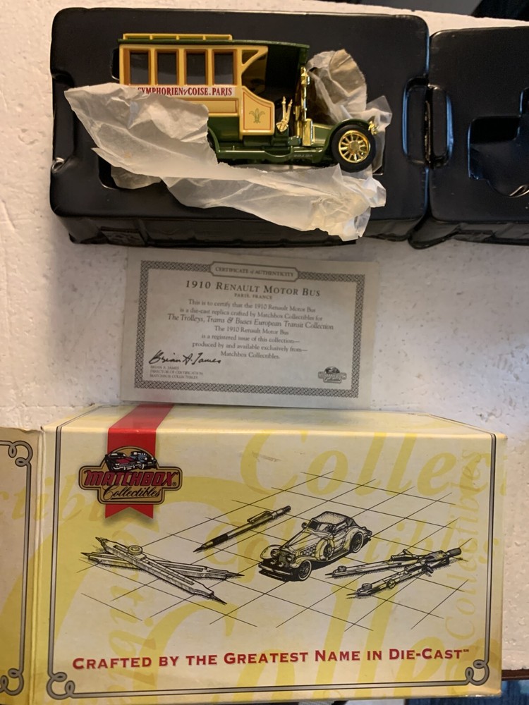 1910 Renault Paris Motor Bus Vintage Matchbox Collectible Trolley Tram Model YET06-M