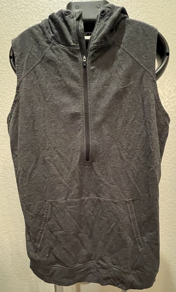 Nike Dri-Fit Women’s Grey Sleeveless Hoodie Sweatshirt With 3/4 Zipper Size M