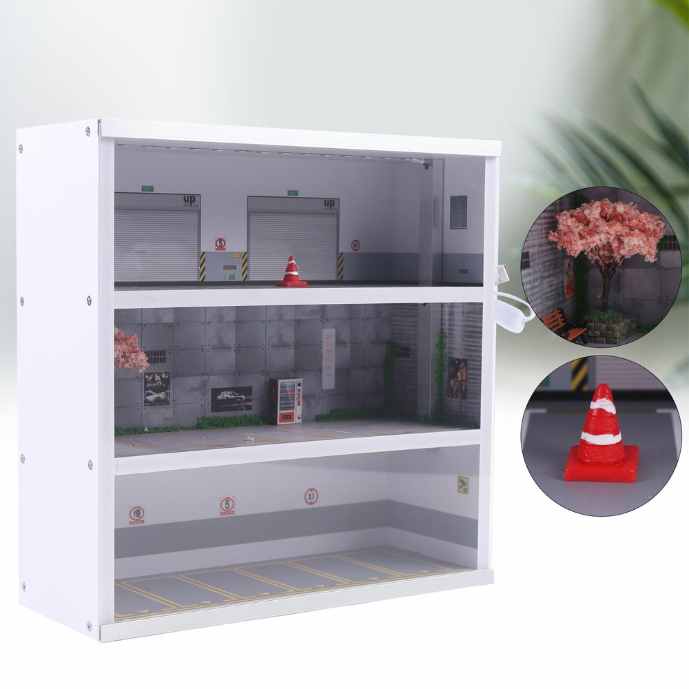 1:64 Parking Lot Display LED Lighting Car Garage Diorama Connector Scene Model