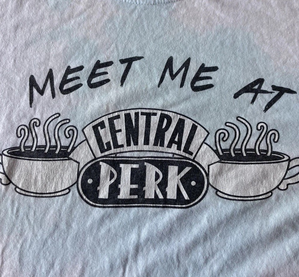 Friends Central Perk White T‑Shirt Adult Large Coffee Shop Graphic Tee