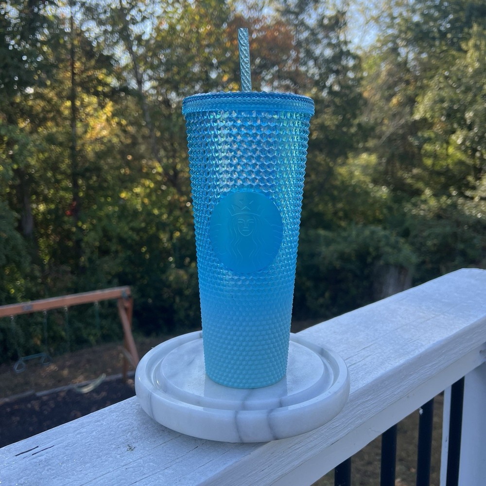 Starbucks 24 oz Venti Cold Cup Blue Ombré Gradient Studded Tumbler Winter 2023