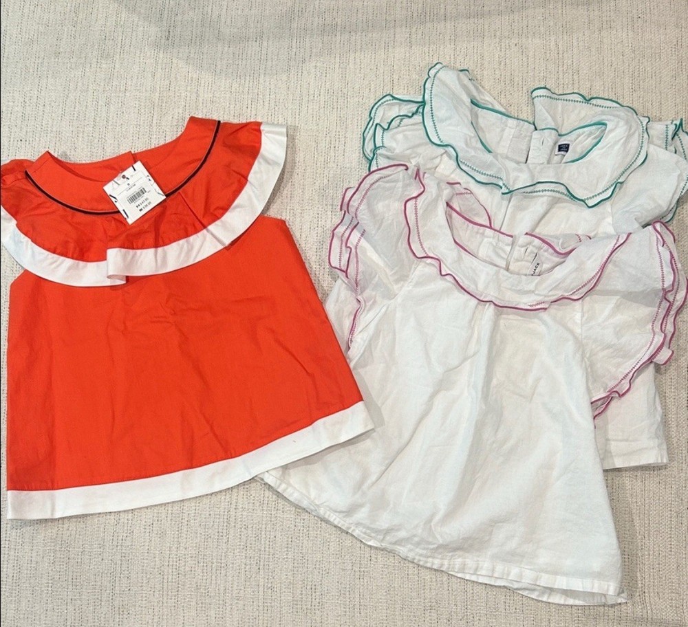Janie and Jack Girls Summer Shirt Bundle of 3 Size 5 EUC And One NWT
