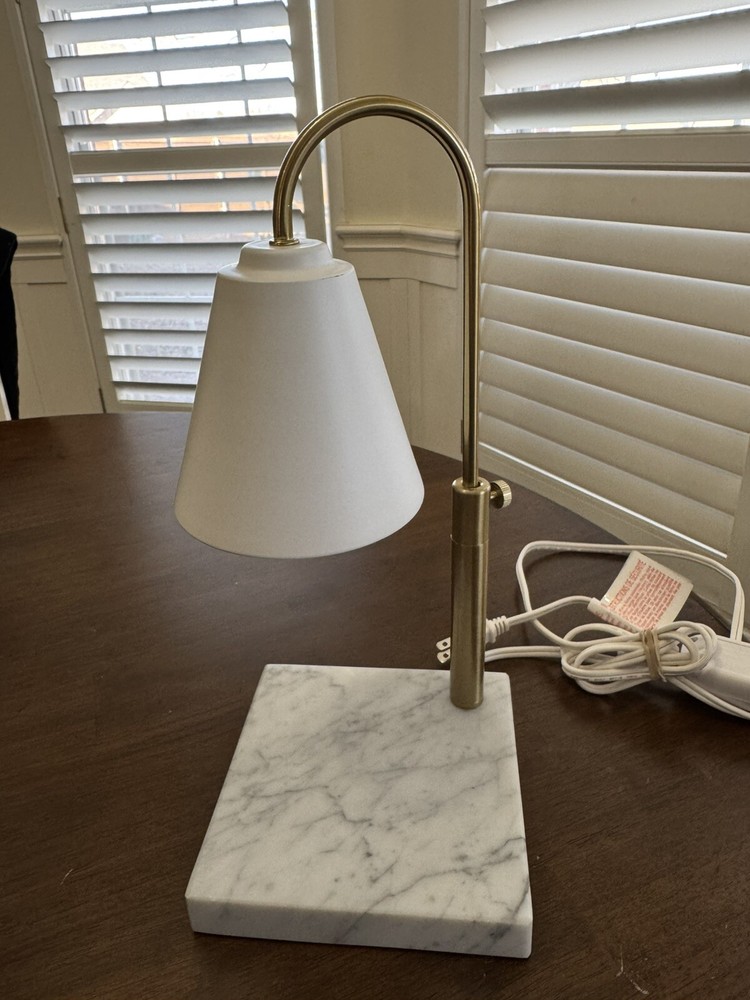 Dimmable Brass & Marble Candle Warmer Lamp for Jar Candles