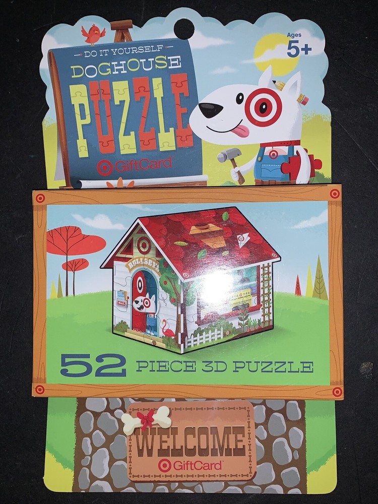 Target Gift Card 3D Dog House Puzzle No Value On Card New Factory Sealed 2012-image