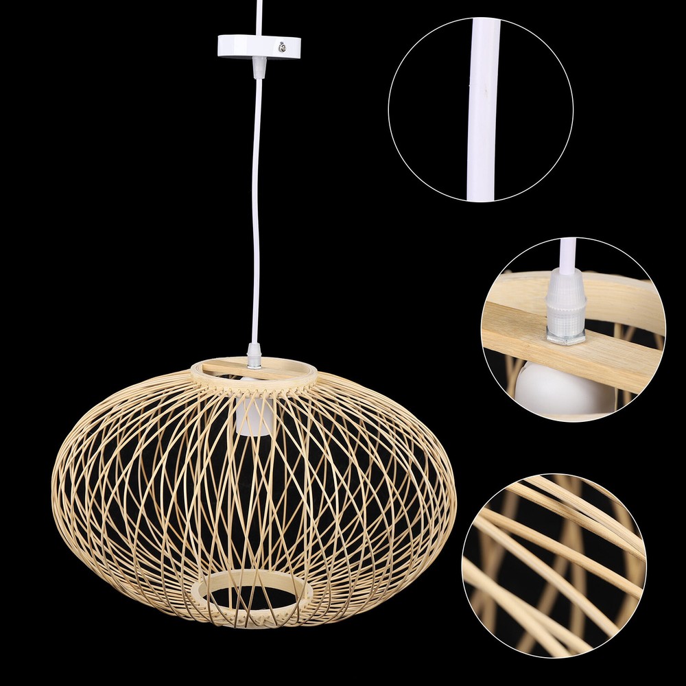 Beige Bamboo Wicker Rattan Woven Pendant Light Fixture Ceiling Lamp Chandelier