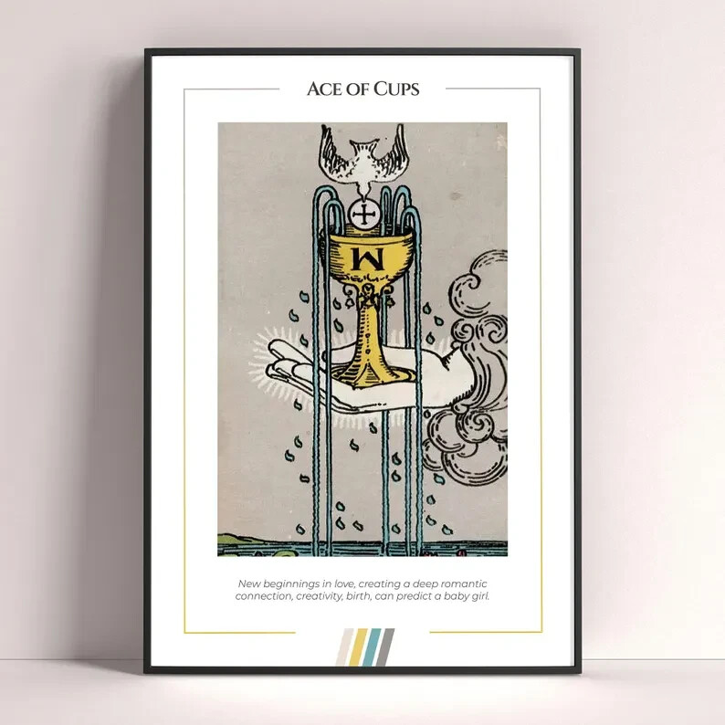 Ace of Cups Tarot Card Poster, Tarot Art Print, Tarot Card Printable Poster