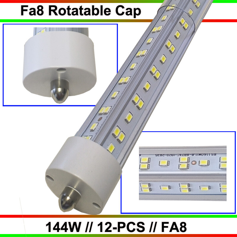 12Pack T8 8FT LED Tube Light Single Pin FA8 144W 6500K LED Shop Light Bulb 8Foot