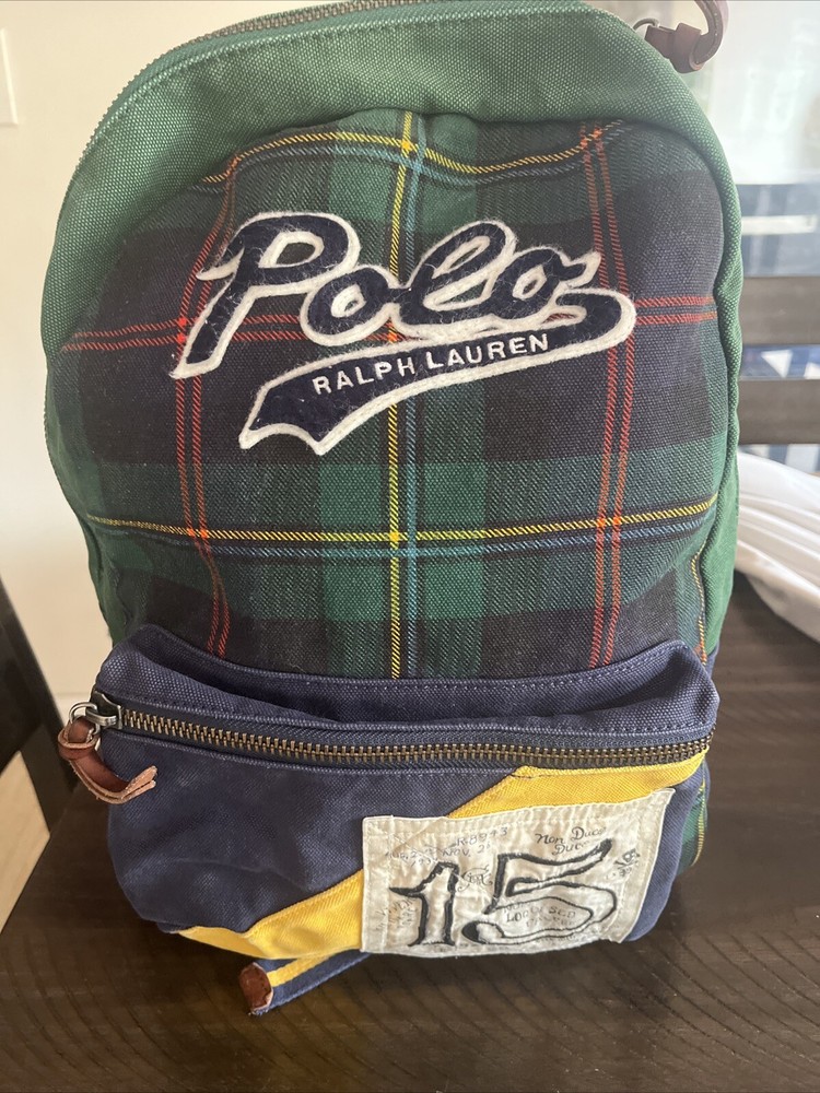 Polo Ralph Lauren Plaid Patch Backpack Rucksack Limited Edition Iconic Design Ti
