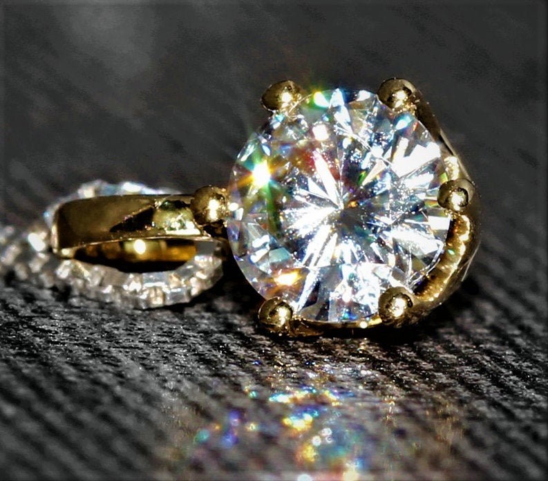 Christmas Sale Moissanite Solitaire Pendant Solid 14K Yellow Gold Round Cut 2 CT-image