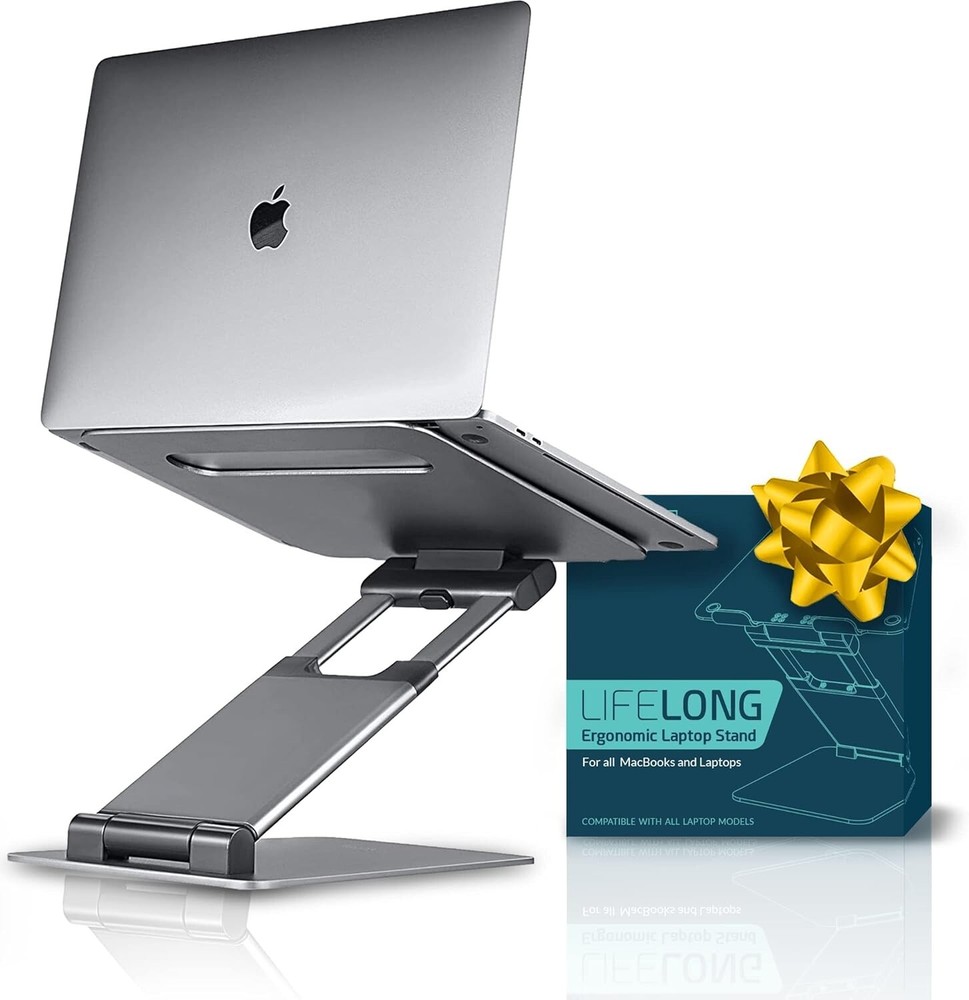 Compact Laptop Stand for Desk - Adjustable Height, Portable Design for Laptops