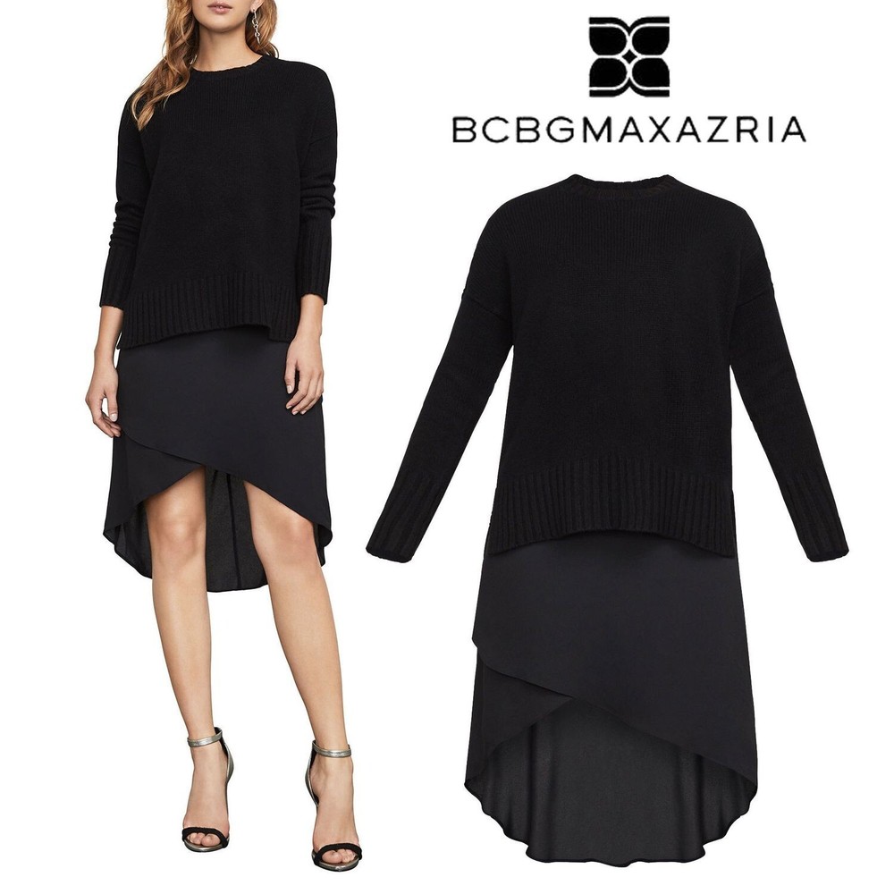 NEW BCBG MAXAZRIA SIZE S ASTRELLA CREWNECK HI-LOW WRAP HEM 2 PIECES DRESS $338