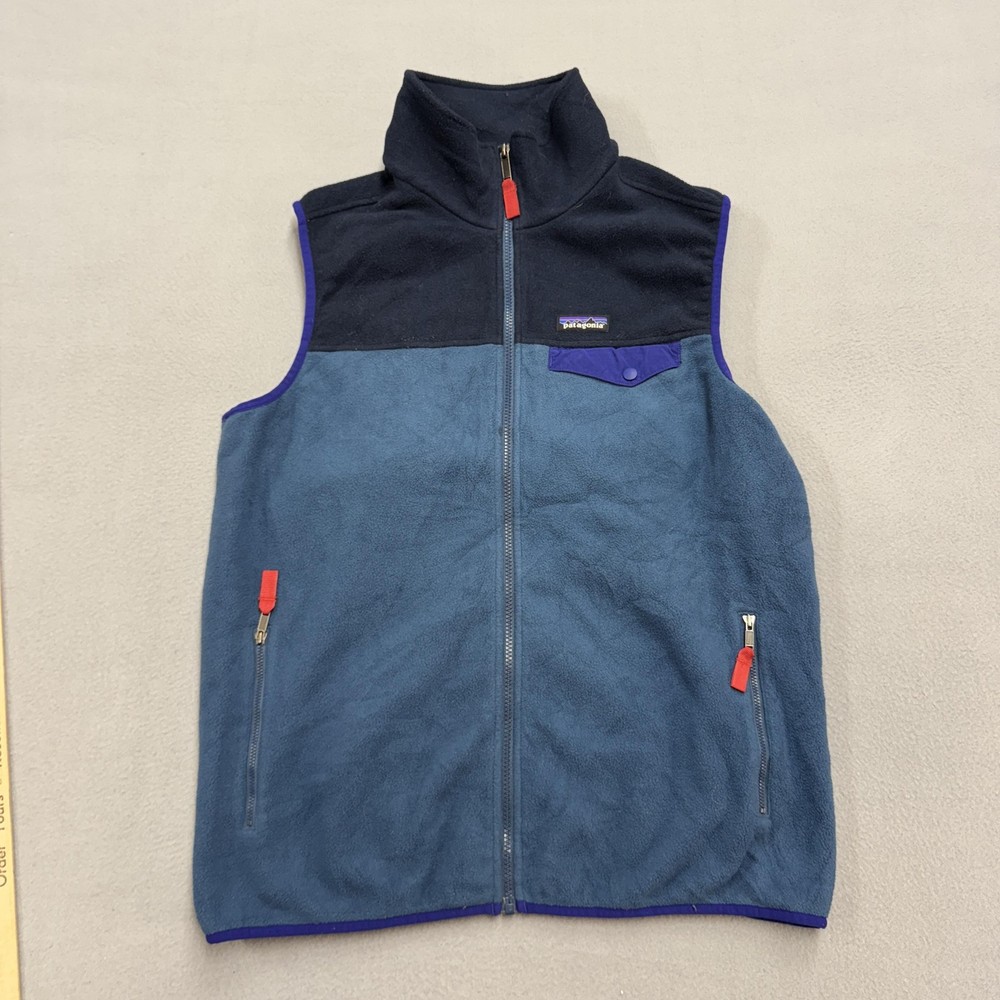 Patagonia Synchilla Fleece Vest Mens Large Blue Navy Zip Pockets Outdoor