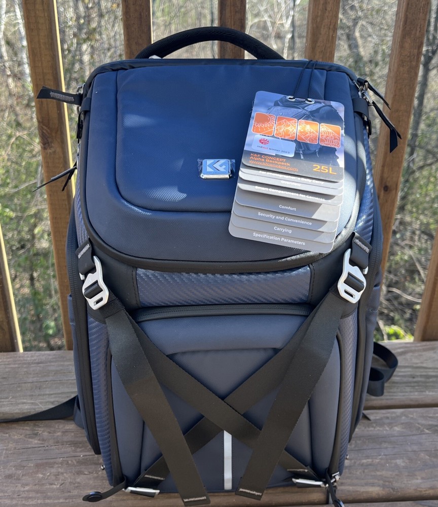 K&F Concept 25L Waterproof DSLR Camera Backpack W/15.6” Laptop Compartment Blue