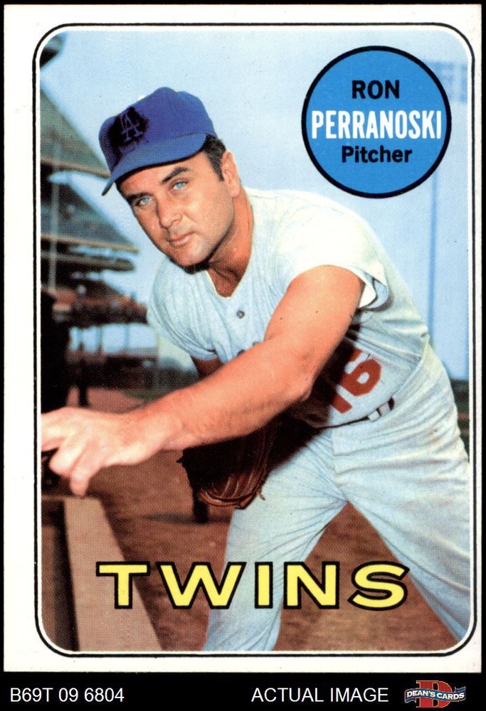 1969 Topps #77 Ron Perranoski  LA Visible Twins RARE VARIATION 4 - VG/EX