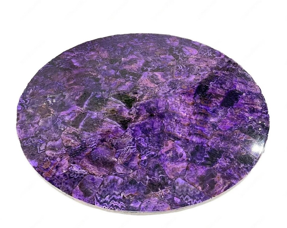 18x18 Round Amethyst Agate Table with Natural Stone Top