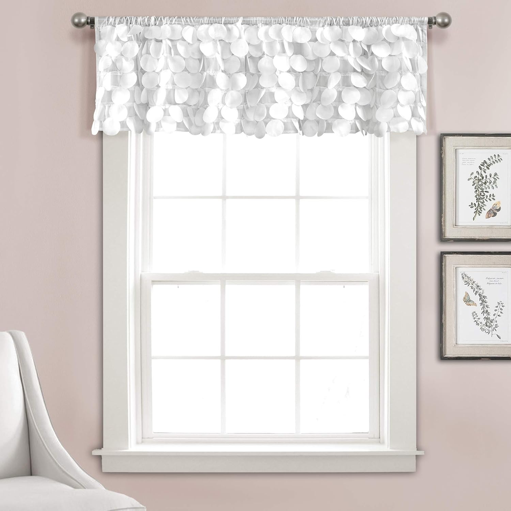 Lush Décor White Gigi Valance Textured Kitchen Window Curtain Single Panel