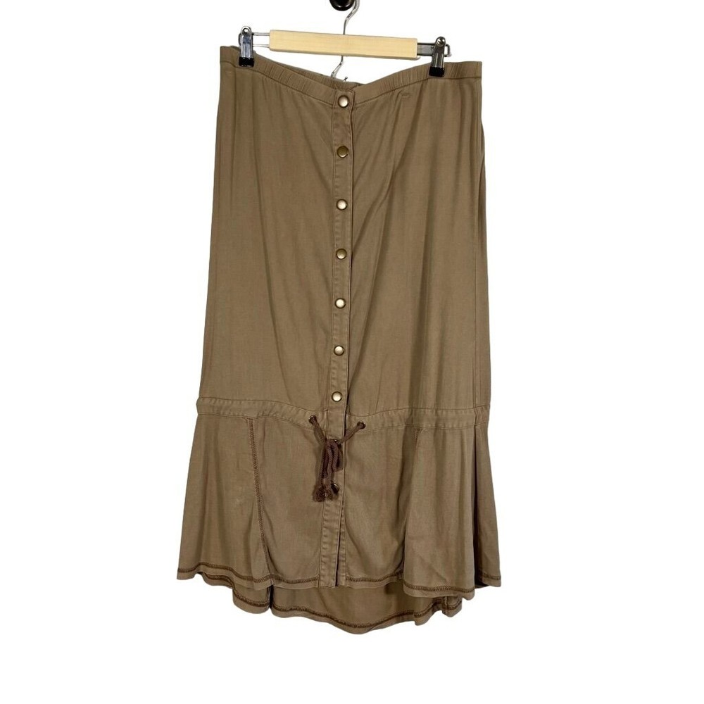 XCVI Neutral Dress M Tan Neutral Snaps Lagenlook Y2K Cowgirl 80s Boho Western