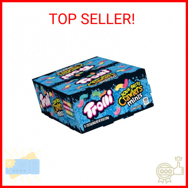 Trolli Sour Brite Crawlers Mini Sour Gummy Worms 2oz Treat-Size Pouches