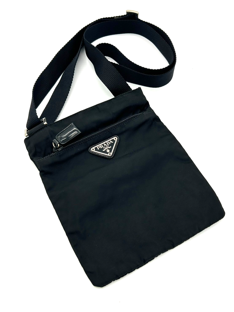 PRADA Black Nylon Mini Crossbody Bag with Triangle Logo Authentic Shoulder Bag