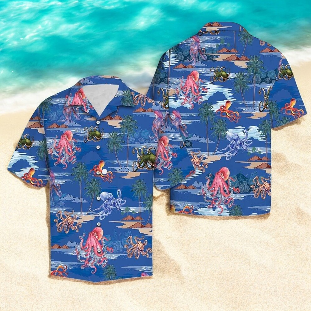 Stylish Octopus Hawaiian Men’s Shirt in US Sizes for Summer Fashion