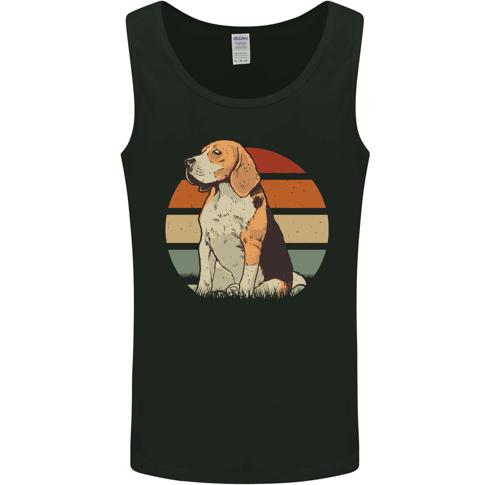 Dogs Beagle With a Retro Sunset Background Mens Vest Tank Top
