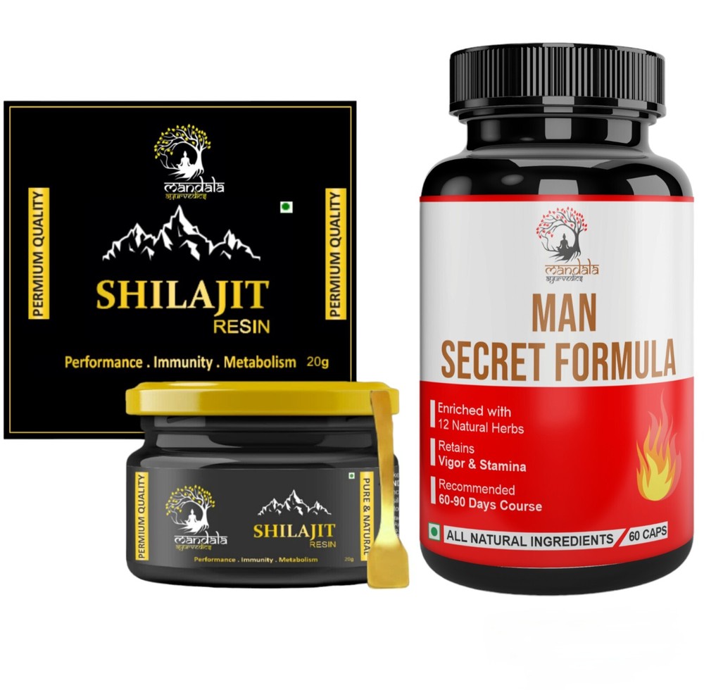 Sex Booster Combo For Manpower, Kashmiri Shilajit Resin+ Man Secret Formula 60 C