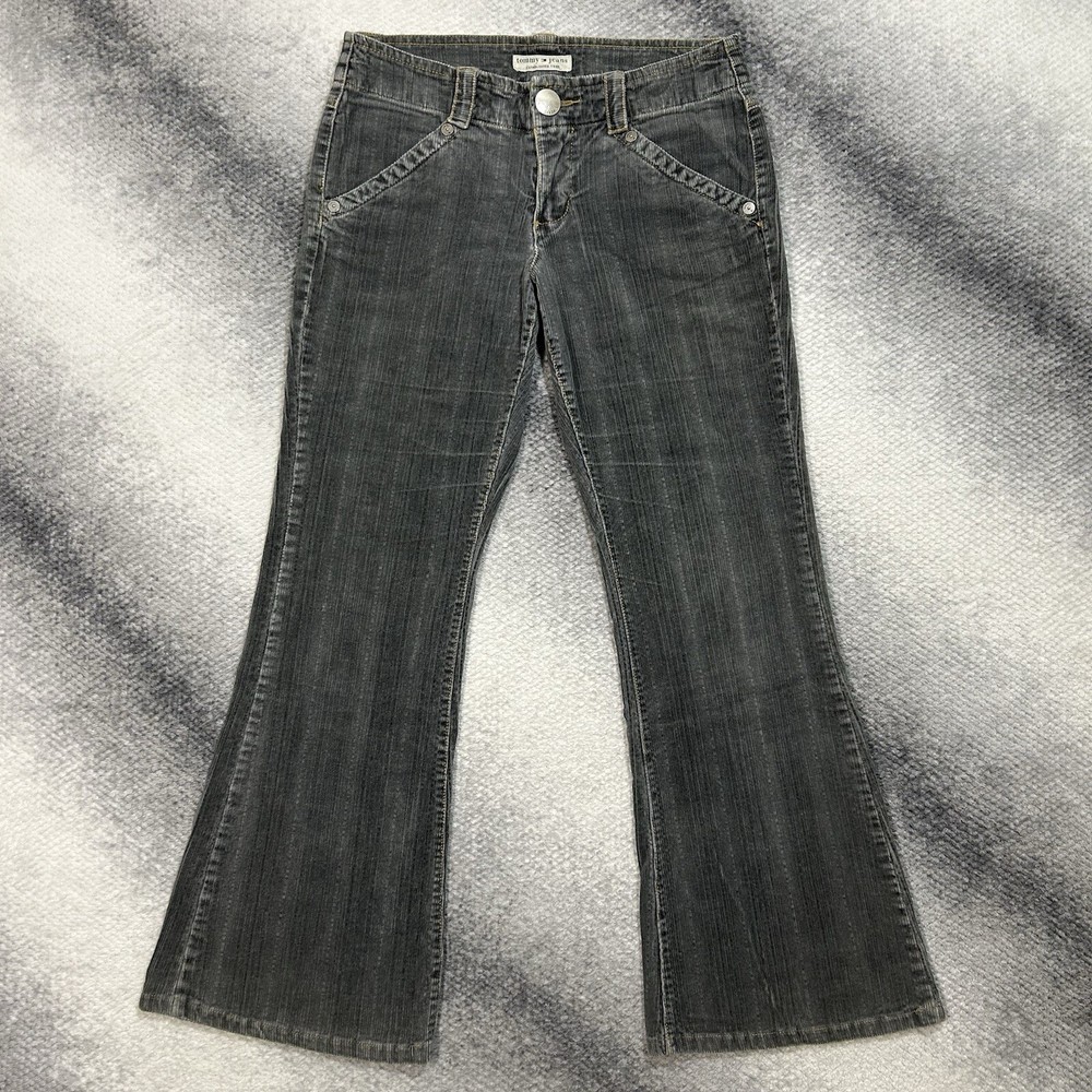 2004 Tommy Hilfiger Gray Corduroy Flare Pants Size 5 with Big Button Detail