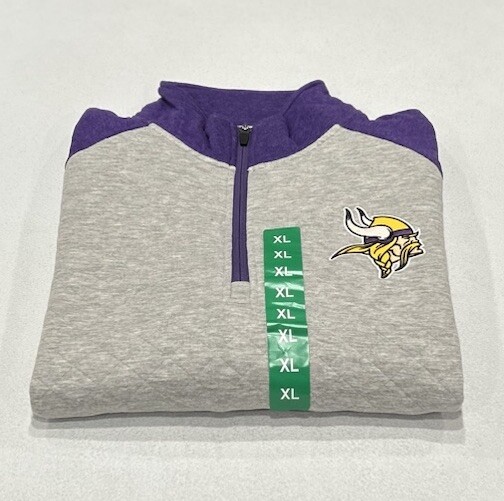 NFL Men's Quarter Zip Long Sleeve Pullover, Gray, Size XL