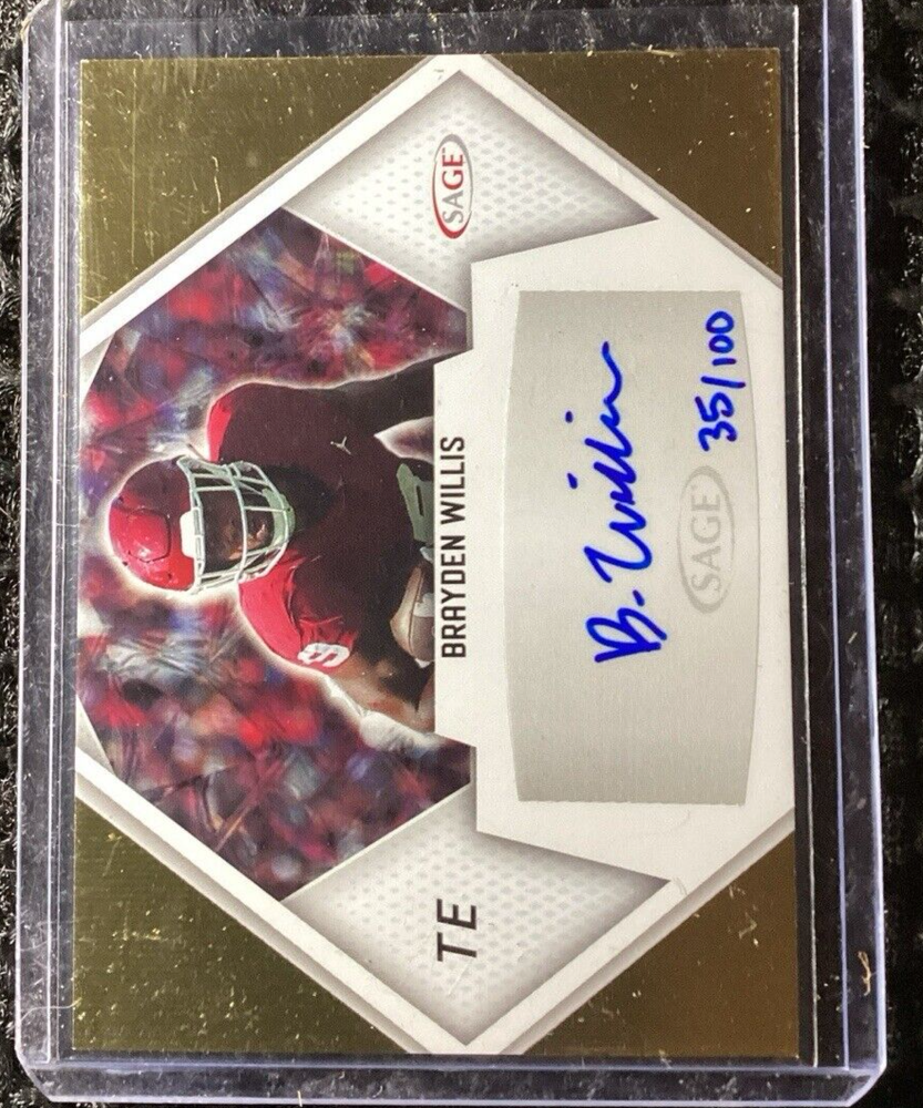 Tarjeta de novato firmada por Brayden Willis 2023 SAGE High Series Auto Gold/100 #A-BW