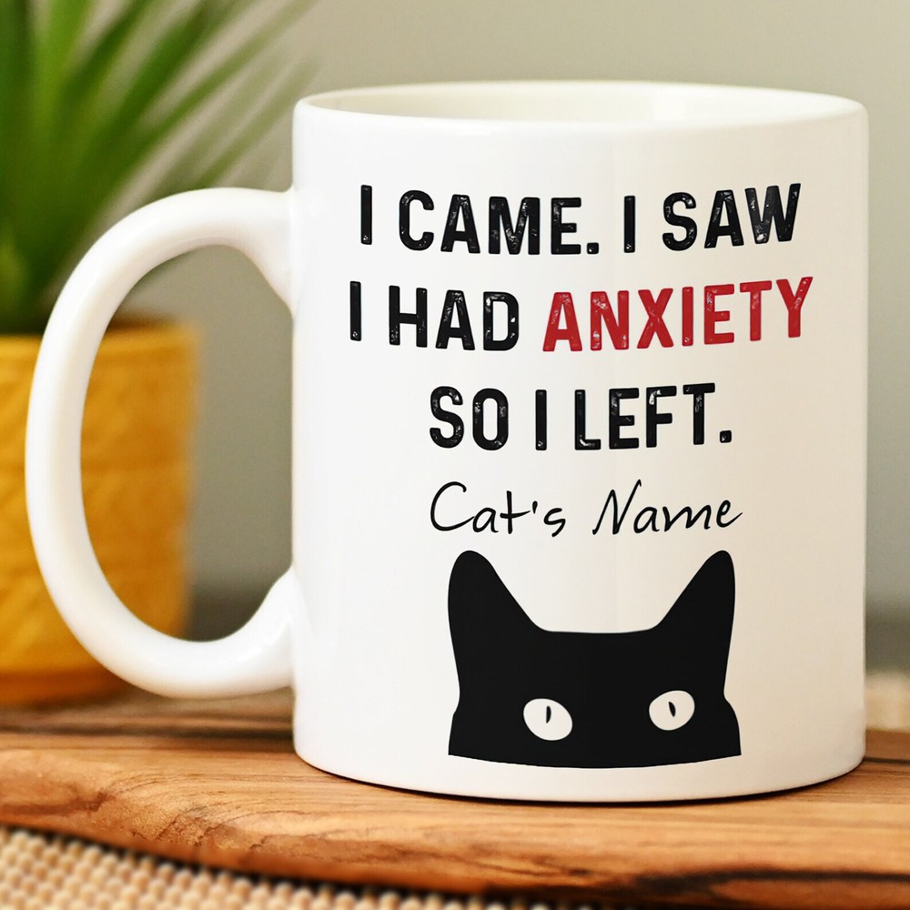 Personalized Cat I Came I Saw I Had Anxiety So I Left Mug Funny Cat Mug Cat Gift