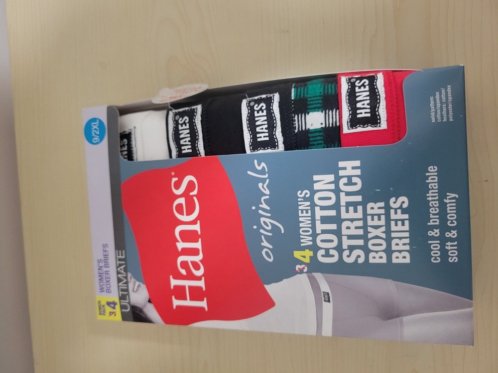 Hanes Women's 4-Pack Ultimate Cotton Stretch Boxer Briefs Size 9 2XL Comfort Underwear