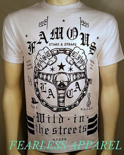 Famous Stars & Straps Calling Card White Cars Wild Streets T Tee Shirt S-3Xl