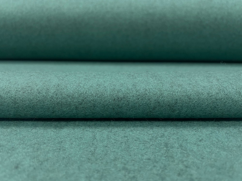 10.625 yds Herman Miller Cozy Heathered Jade Blue Green Wool Upholstery Fabric