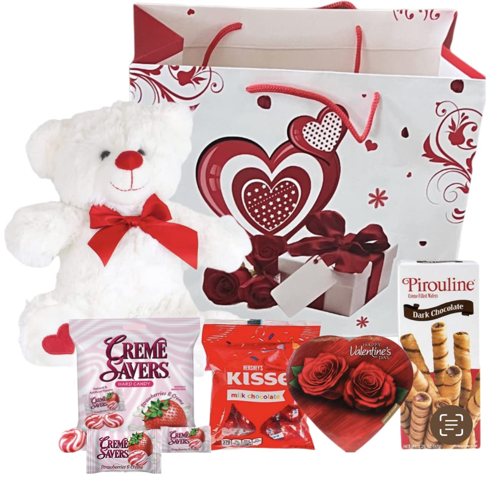 Valentines Day Gift Set with Plush Teddy Bear and Creme Savers Candy-image