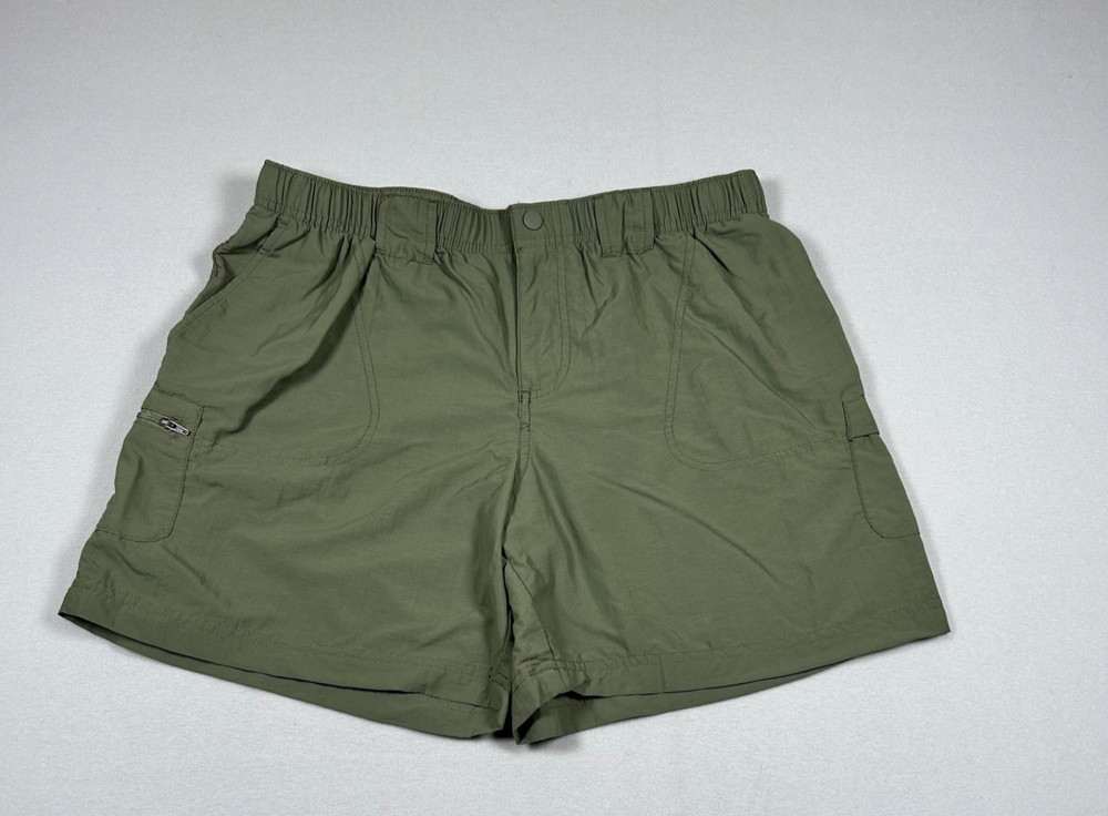 Columbia Womens Cargo Shorts Size Large Green Outdoor Hiking Nylon Lightweight
