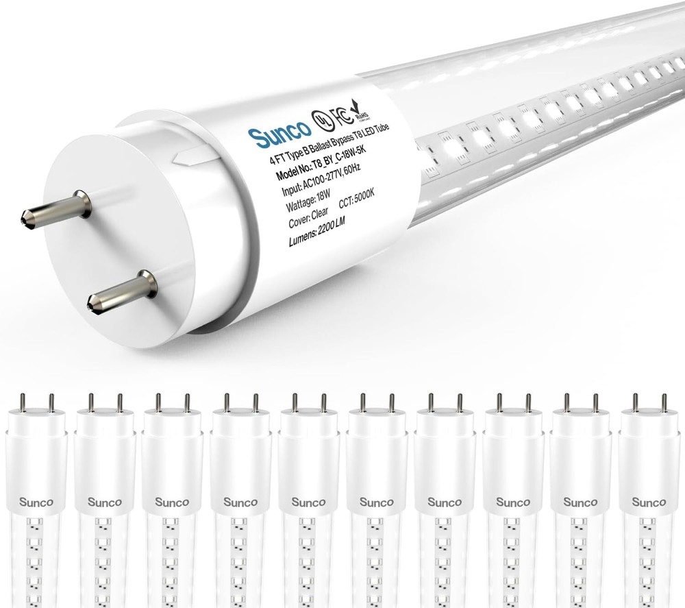 Commercial-Grade 10-Pack T8 LED Tubes 4FT - 5000K Daylight, 50,000-Hour Life