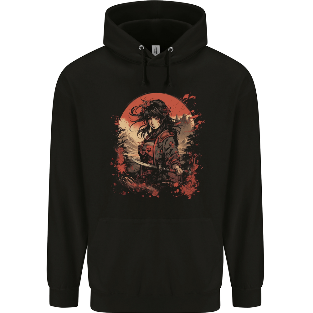 Anime Samurai Girl Fantasy Warrior Mens 80% Cotton Hoodie
