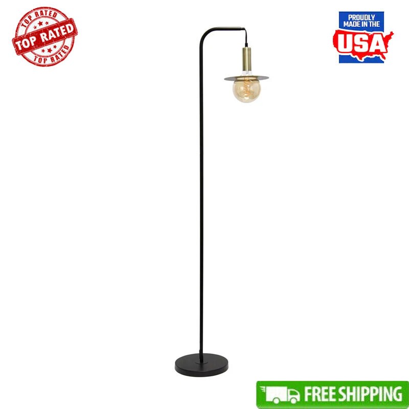 Modern Industrial No Shade Floor Lamp with Footswitch for Living Room or Bedroom