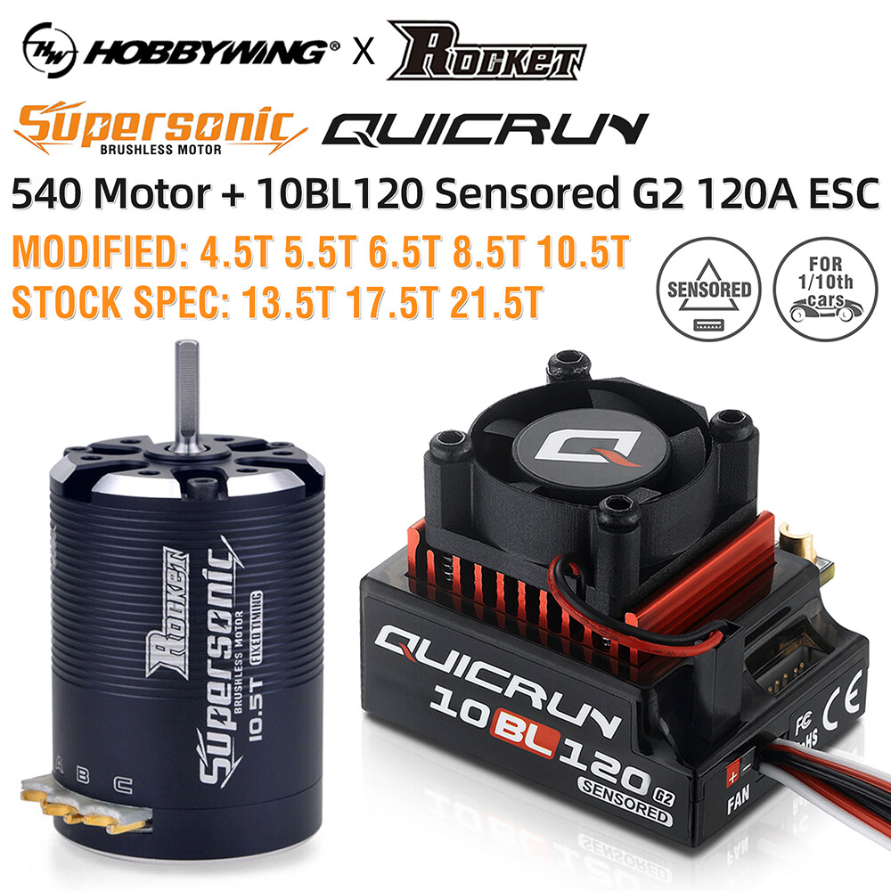 Hobbywing 10BL120A ESC G2+540 Motor Sensored Brushless Combo for 1/10 RC Car