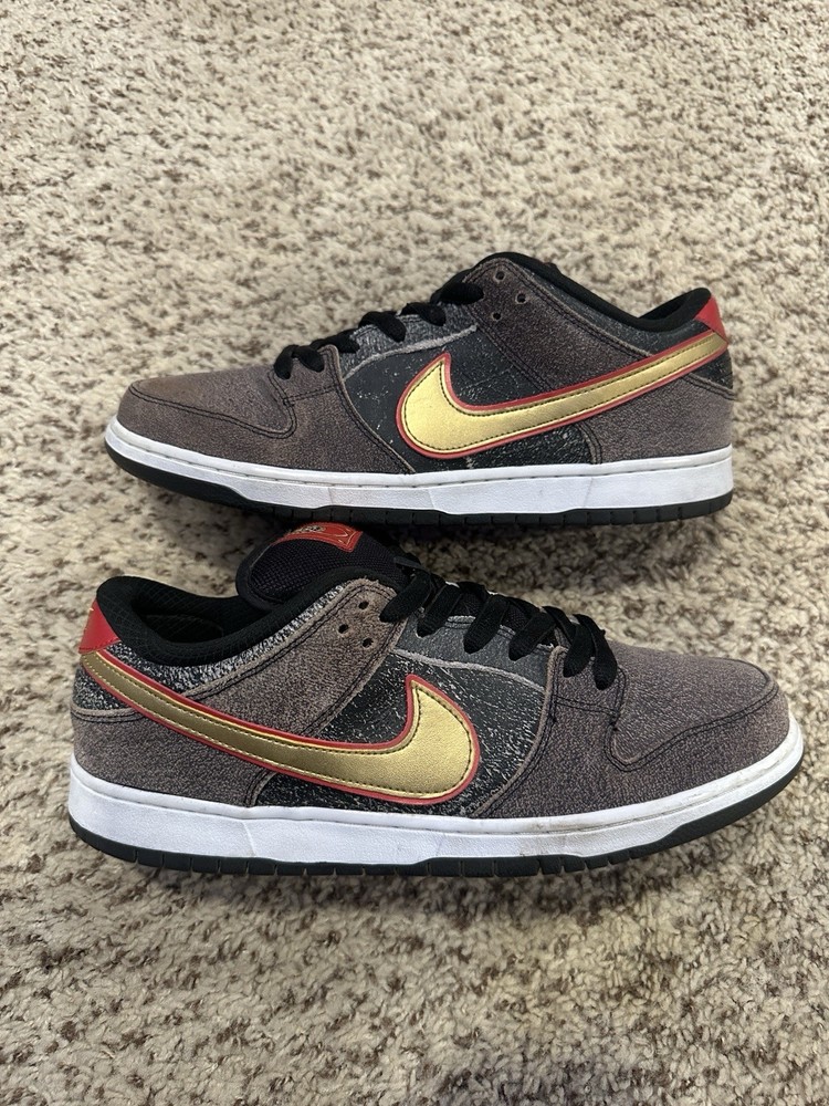 Nike SB Dunk Premium SB QS Low 'Beijing' Brown Black Red Gold 504750-077 Men's