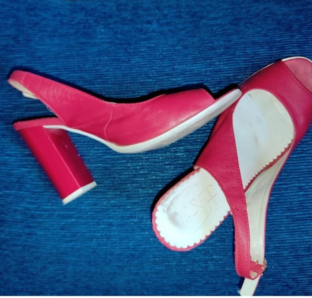 Italian Red Leather Heels Sandals 39 / US 8.5 | Open Toe, 10 cm Heel, Classic St