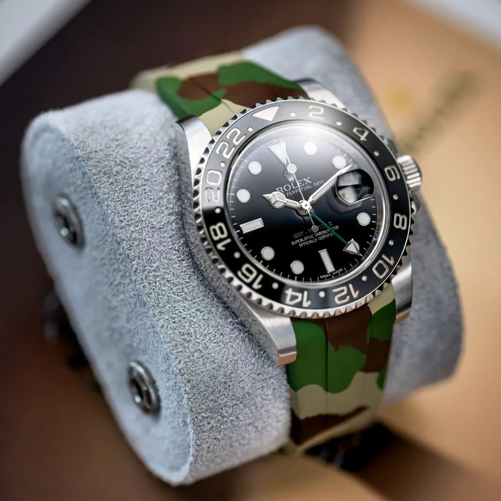 Camo Oysterflex Watch Strap for Rolex Fluoro Rubber Band Submariner GMT 20mm